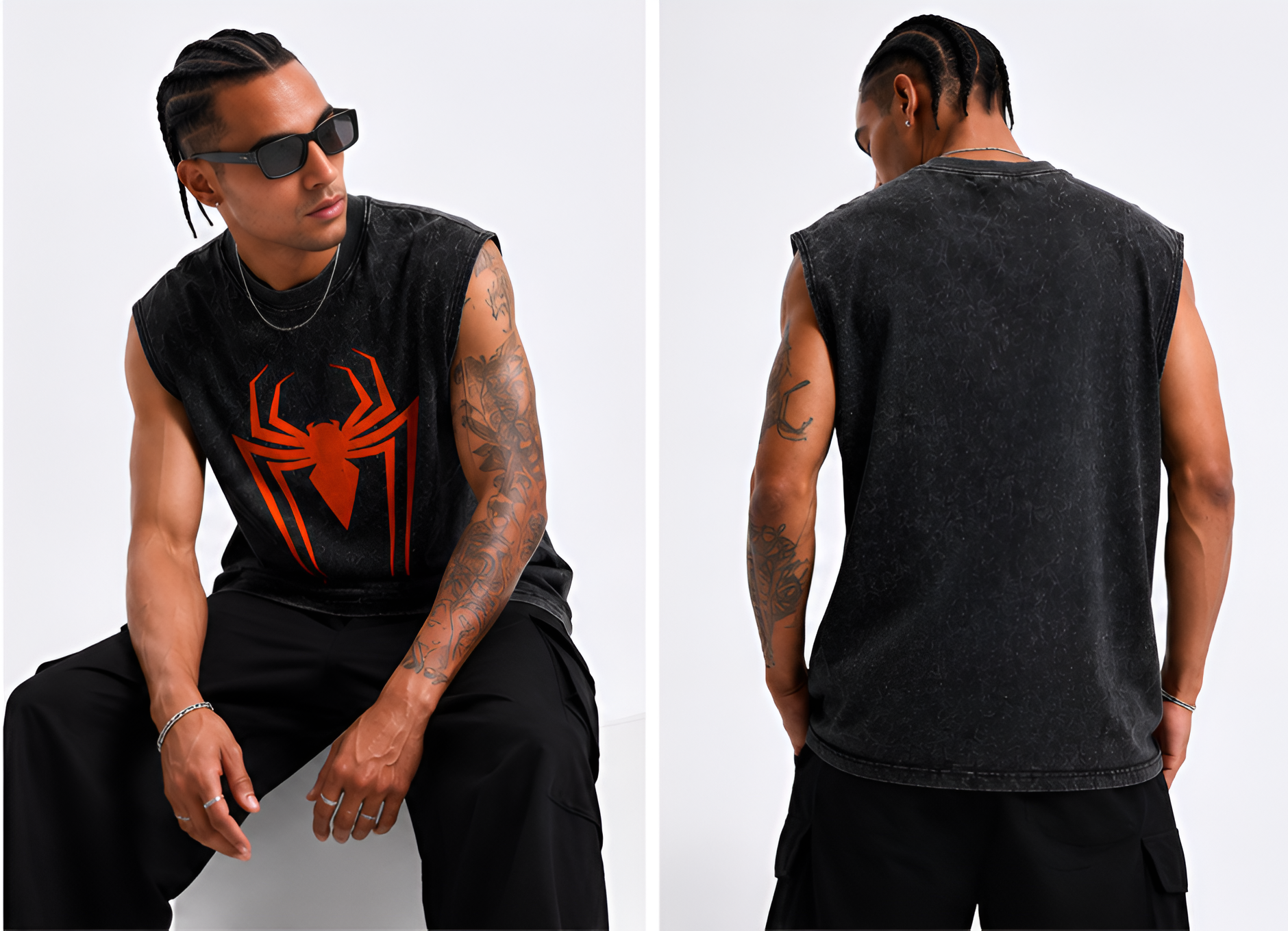 Men’s Acid Wash Sleeveless T-Shirt | Minimal Streetwear Tank Top – Zolace
