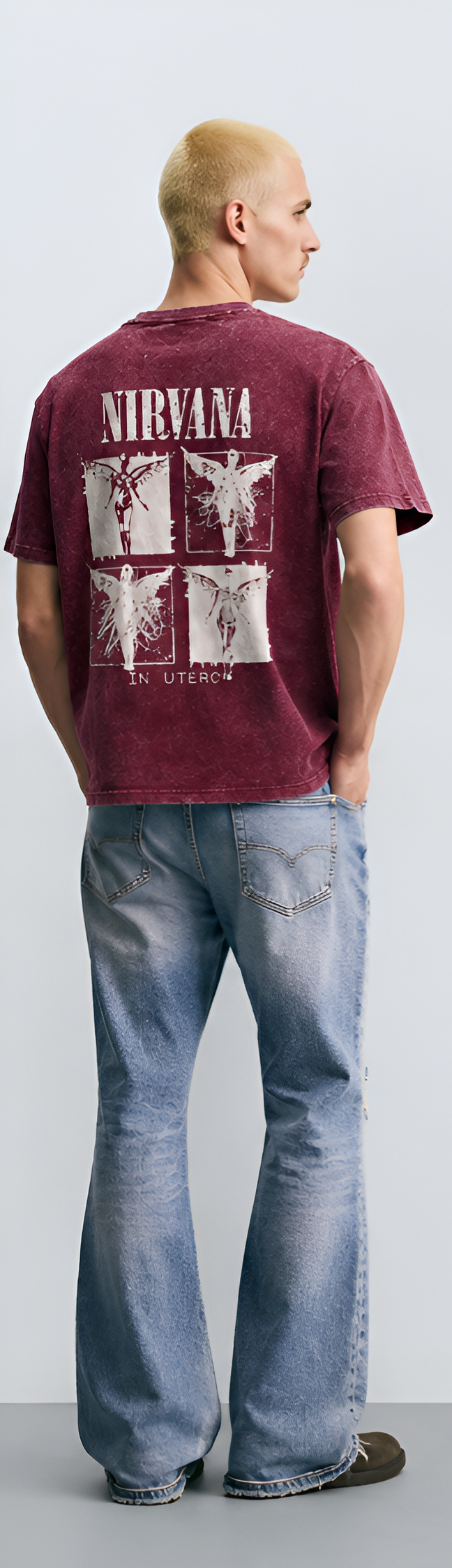 Nirvana Graphic Tee – Acid Wash Burgundy (Regular Fit) L