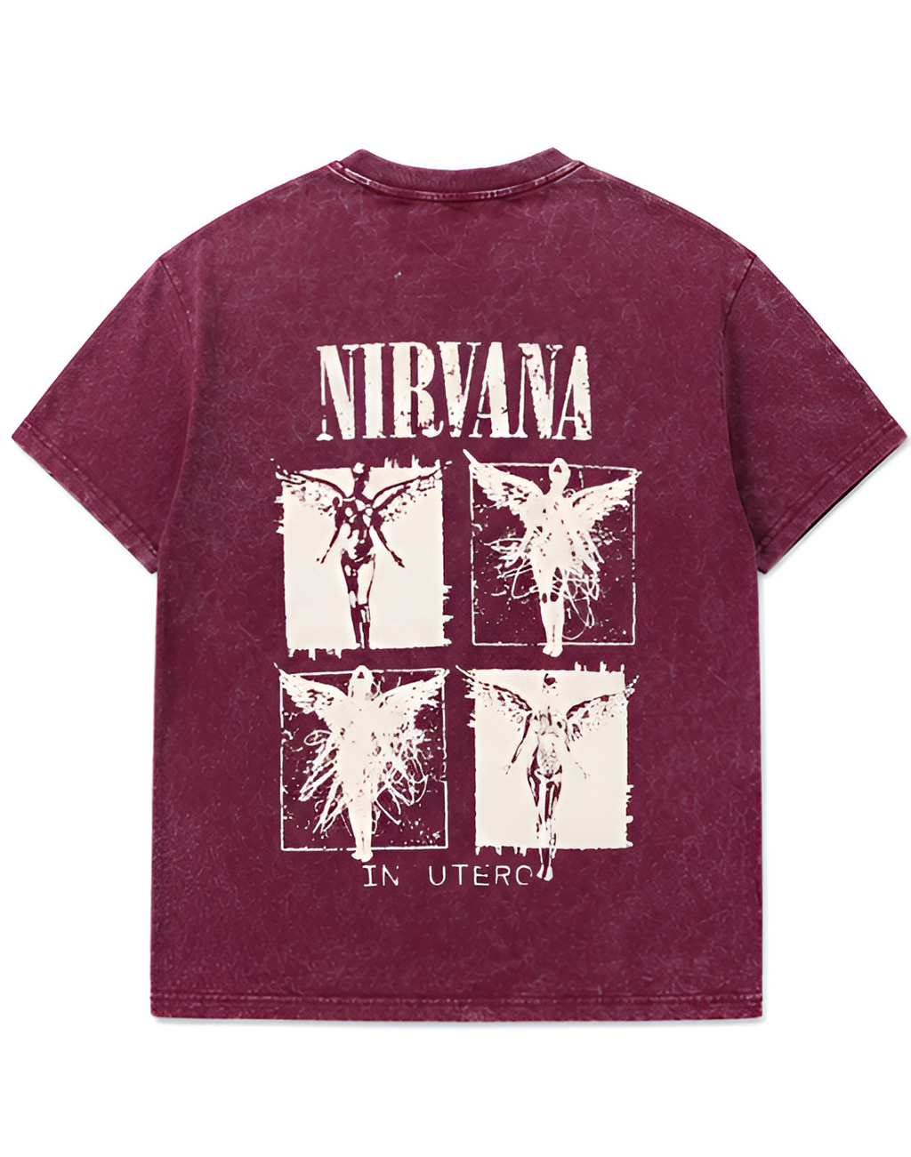 Nirvana Graphic Tee – Acid Wash Burgundy (Regular Fit) L