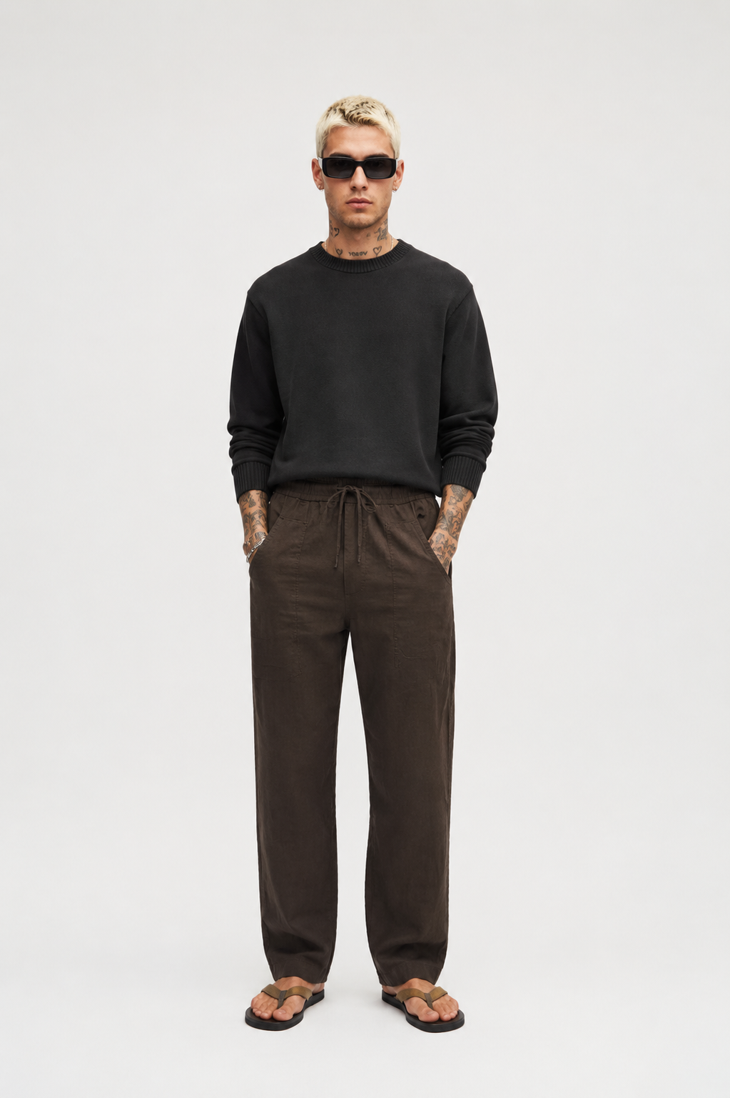 Dark Brown Linen Trouser for Men | Relaxed Fit | Elastic Waist | Premium Breathable Fabric