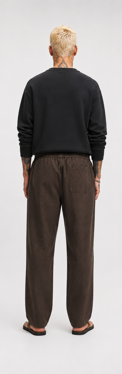 Dark Brown Linen Trouser for Men | Relaxed Fit | Elastic Waist | Premium Breathable Fabric