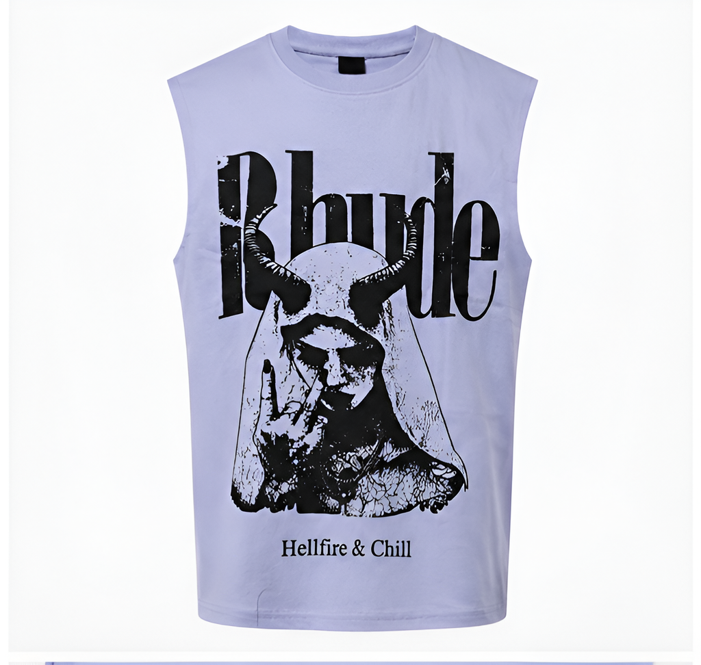 Men’s Oversized Sleeveless Graphic Tee – Devil Print | Drop Shoulder Street Style| Style with Jeans, Cargos & Shorts