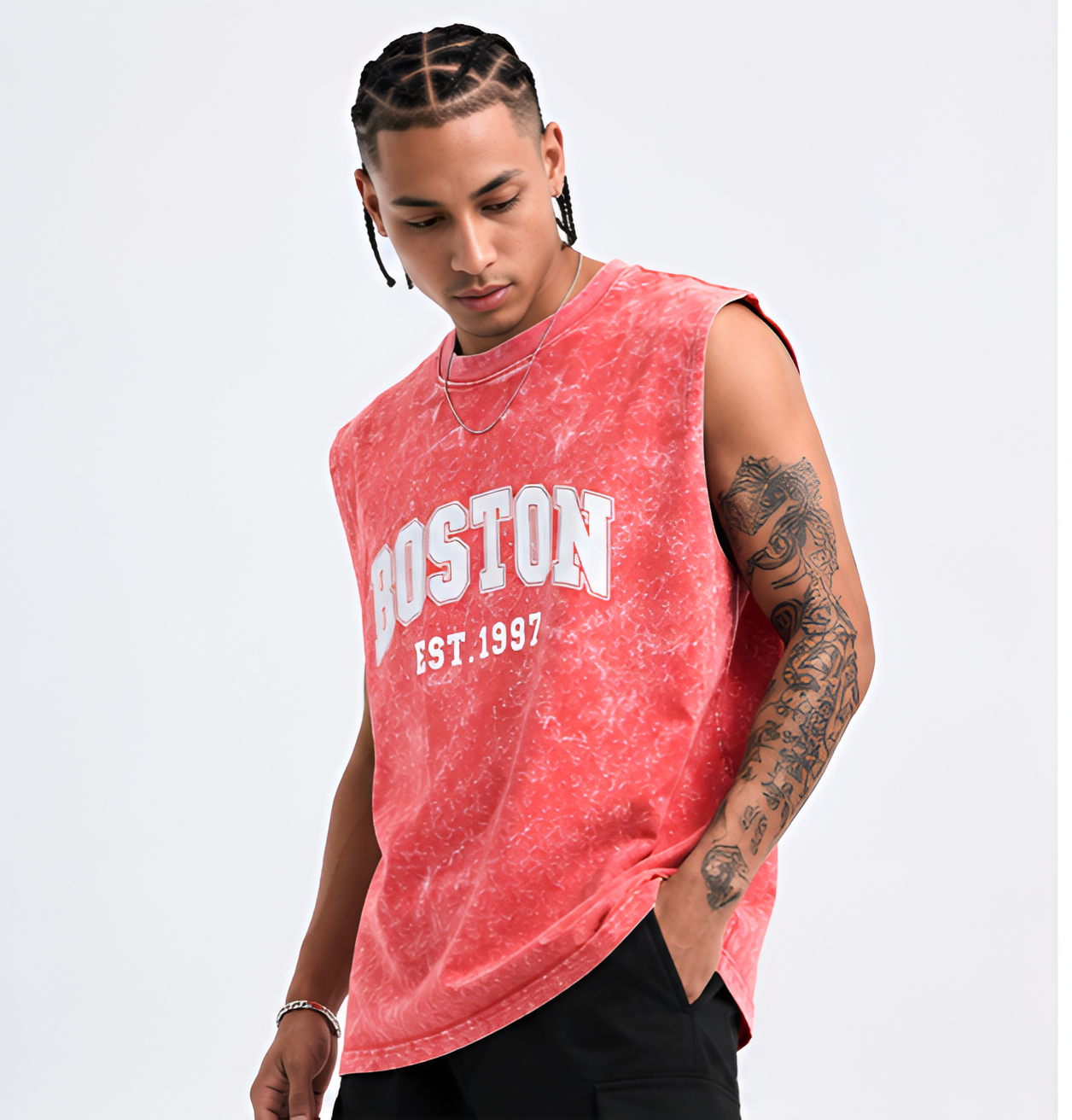 Men’s Acid Wash Sleeveless T-Shirt | 240 GSM Heavy Cotton | Minimal Streetwear Tank – Zolace